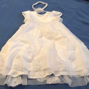 Used, white floral baptism dress